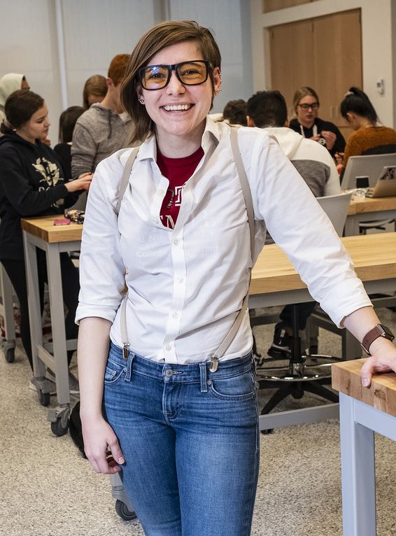 student in lab